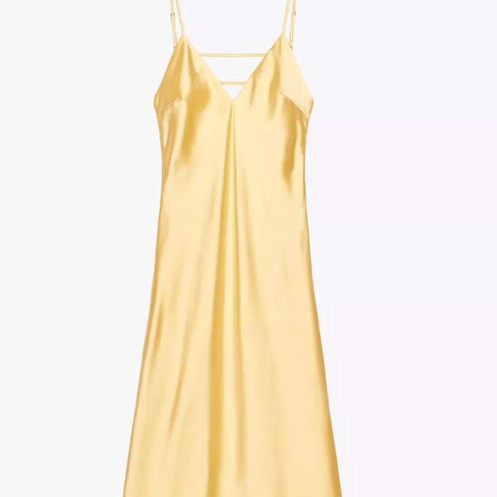 Zara Butter Yellow Satin Maxi Dress
